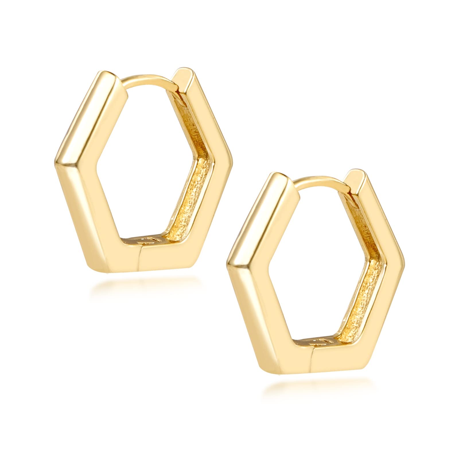 ALEXCRAFT Orecchini A Cerchio Spessi 925 Argento Con Pavé Di Perle - Chunky Geometrici, Ipoallergenici, Placcati Oro 14kt